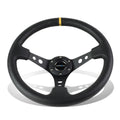 Nrg Reinforced Steering Wheel 35cm 3"deep Dish Black Leather W/yellow