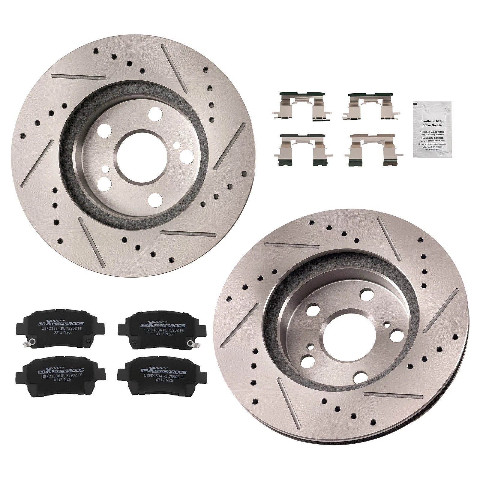 255mm Front Vented Brake Rotors Ceramic Pads for Toyota Prius 2004-2009 S31377