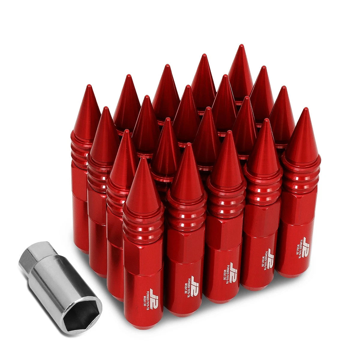 J2 7075 Forged Aluminum M12x1.5 10.7cm Spiky Cap Lug Nuts W/adapter