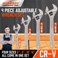 4Pcs Adjustable Wrench Set CR-V Steel crescent wrench 6" 8" 10" 12" Laser Scales
