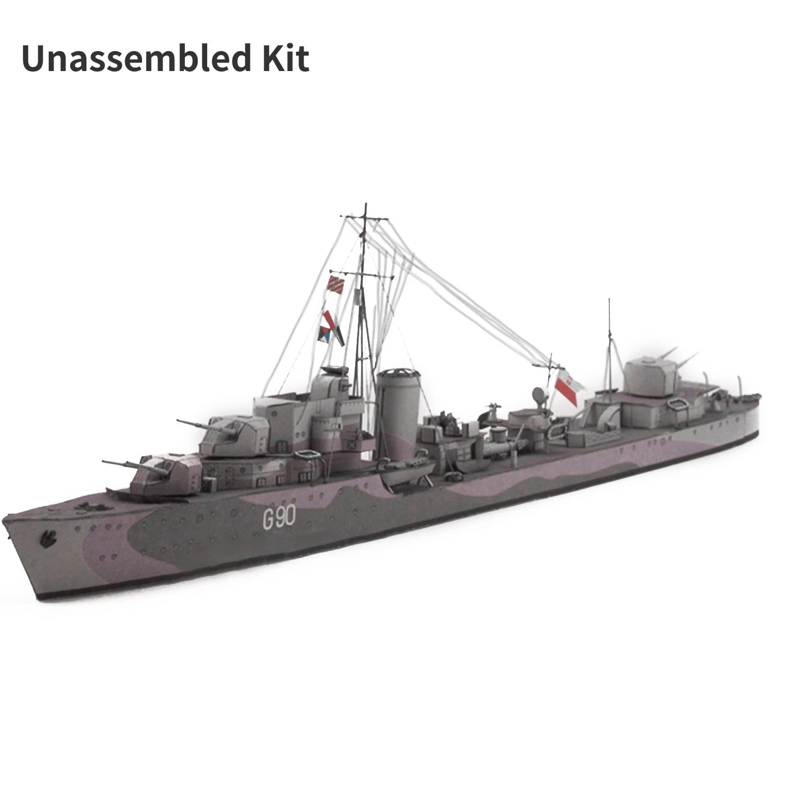 1:400 Polish Navy Destroyer Paper Model Warship Military Ornaments