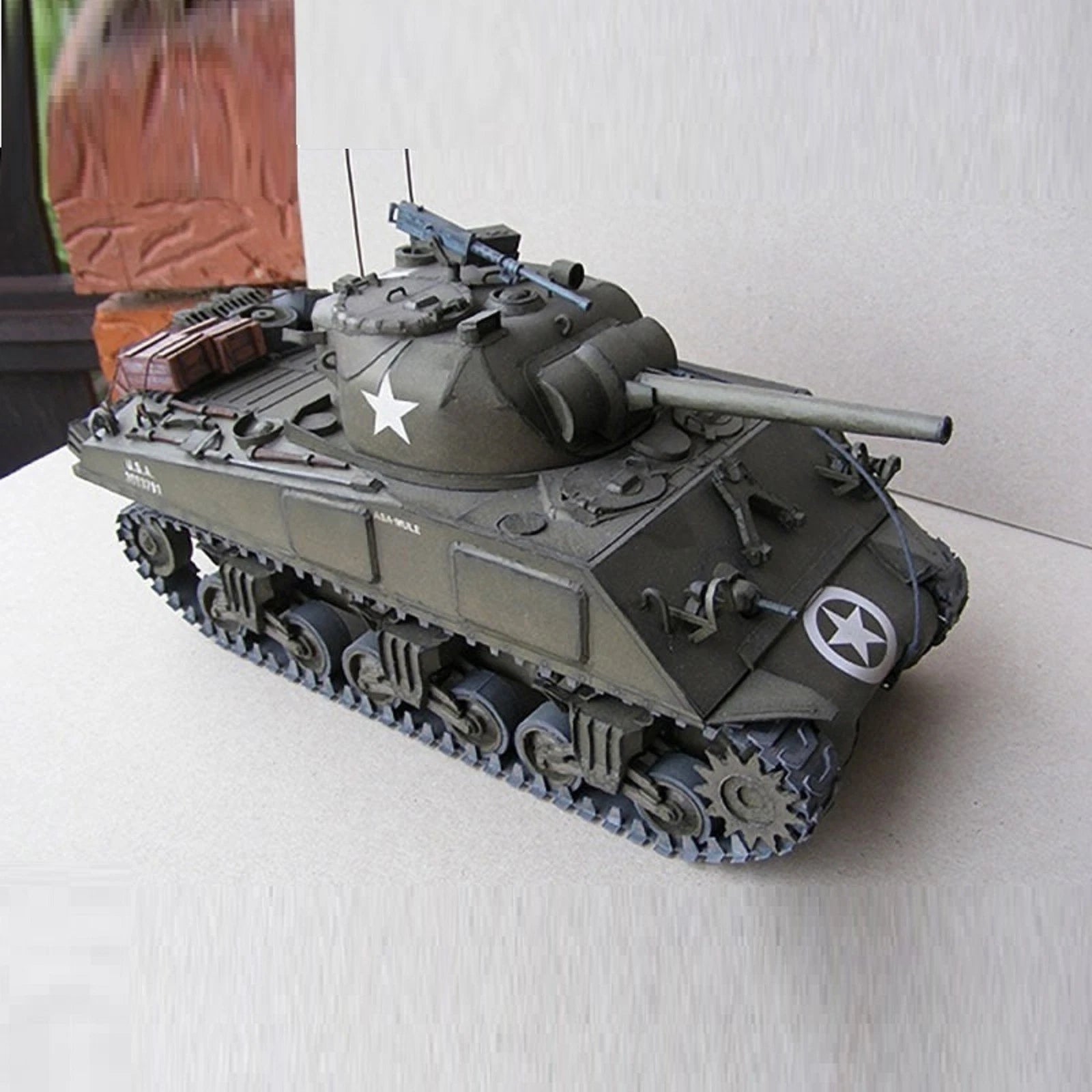 Diy 1/25 Scale Usa Sherman M4a3 Tank Paper Model Military Tank Paper