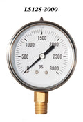 Pressure Gauge 0-3000PSI Liquid Filled ,2.5” Face, 1/4" Lm Npt