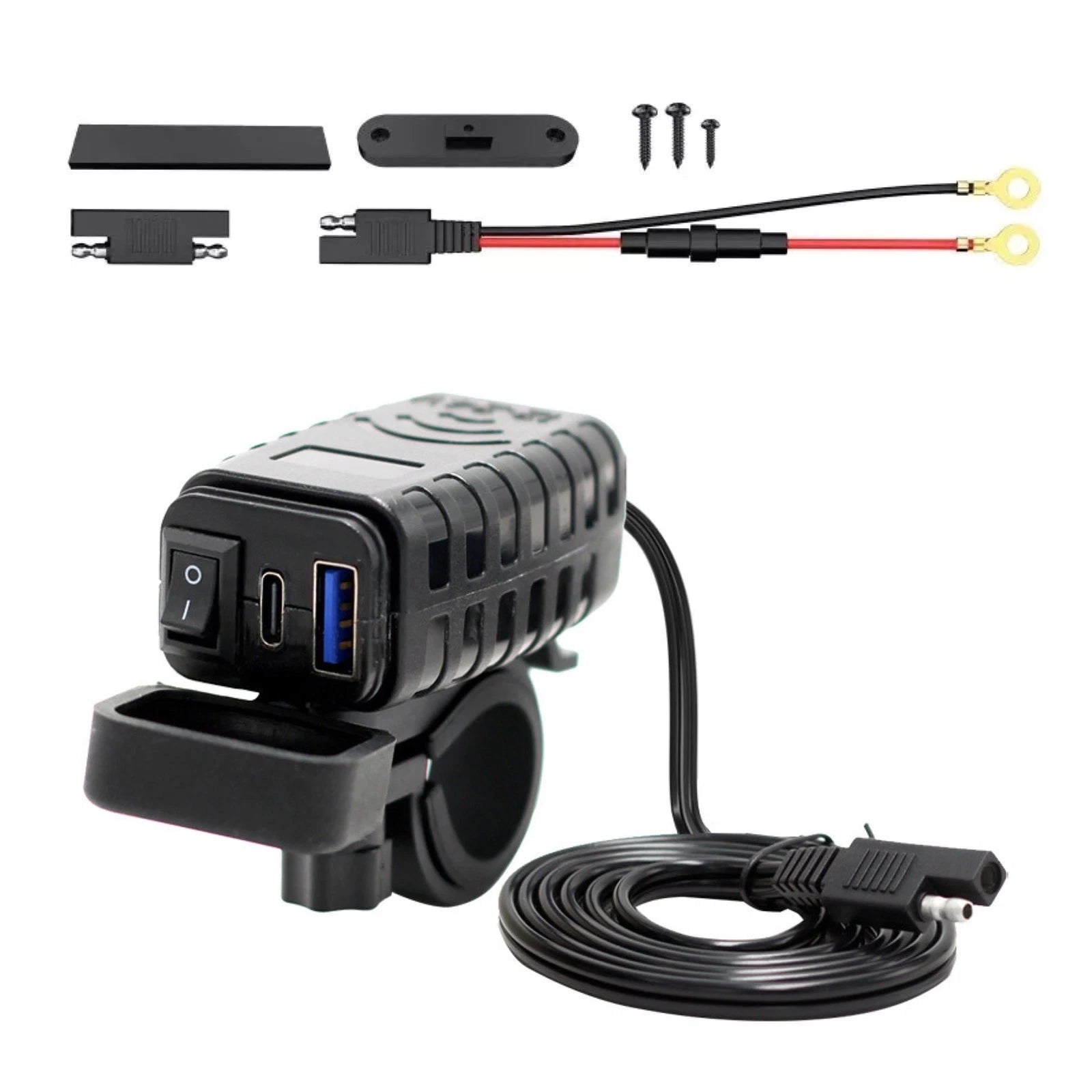 Qc+pd 3.0 Motorcycle Dual Usb Phone Fast Charger Adapter Voltmeter