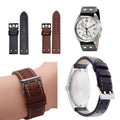 22mm Double Prong Genuine Leather Watch Band Strap For Hamilton