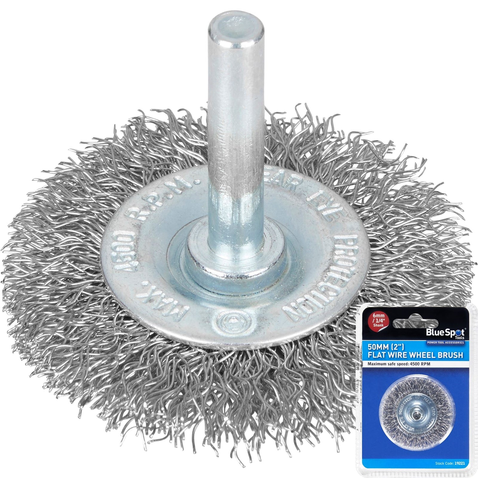 BlueSpot Rotary Flat Steel Wire Brush Crimp Set - 50mm by BlueSpot