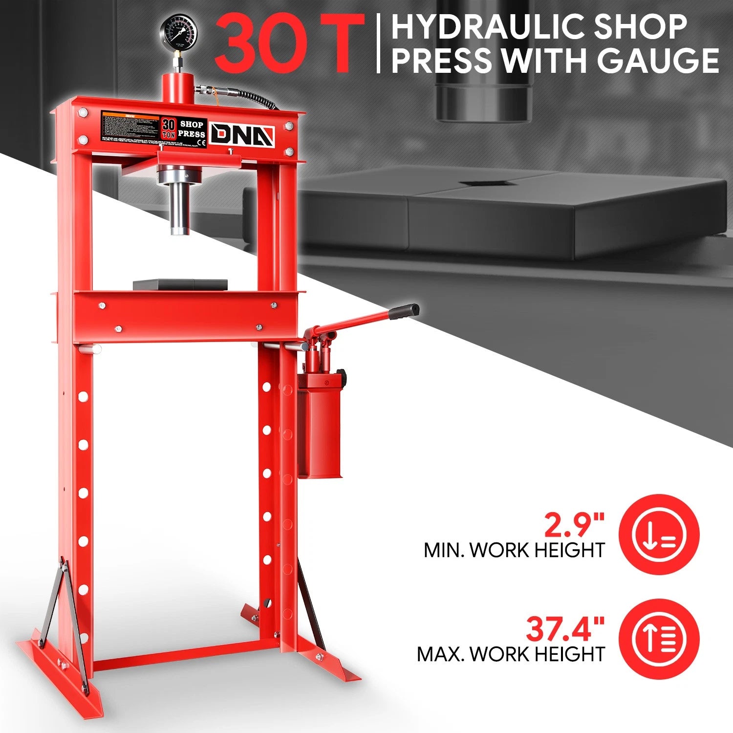 2-tier 30 Ton 66139 Lbs. Steel Hydraulic Shop Benchtop Press With
