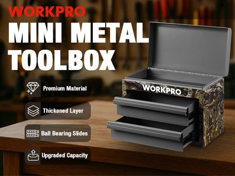 Workpro Metal Mini Tool Box Top Tool Chest 2 Drawer | Built Supply Co