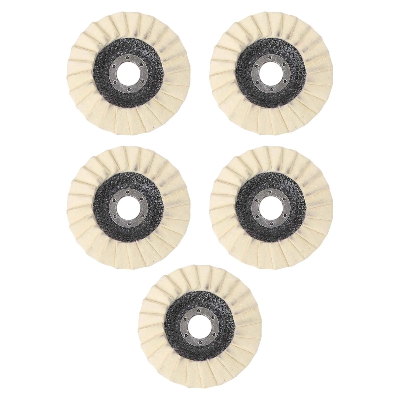 5 Pack Wool Felt Polishing Pads 115 Mm For For Metal Wood Glass