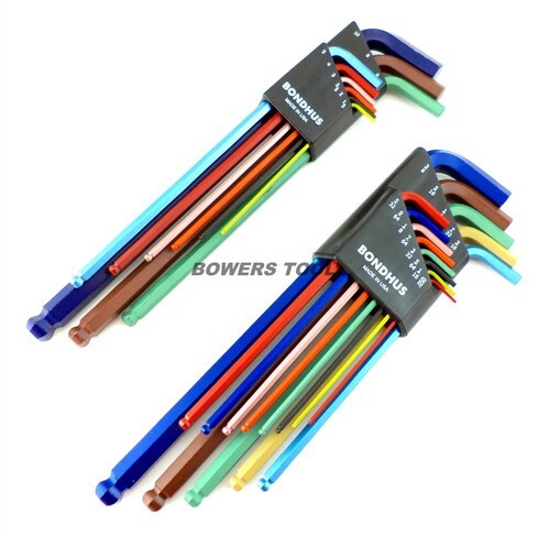 Bondhus 22pc ColorGuard Hex Wrench Set Ball End Metric SAE L