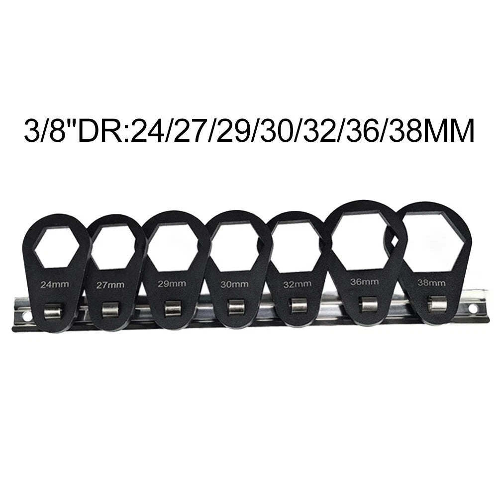 3/8" Dr 24-38mm 7pc Crowfoot Socket Kit Low Profile Oil Filter Wrench Set