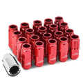 Aluminum Red 16 Lug+4 Lock Nuts+adapter M12x1.5 21mm Od/50mm Tall