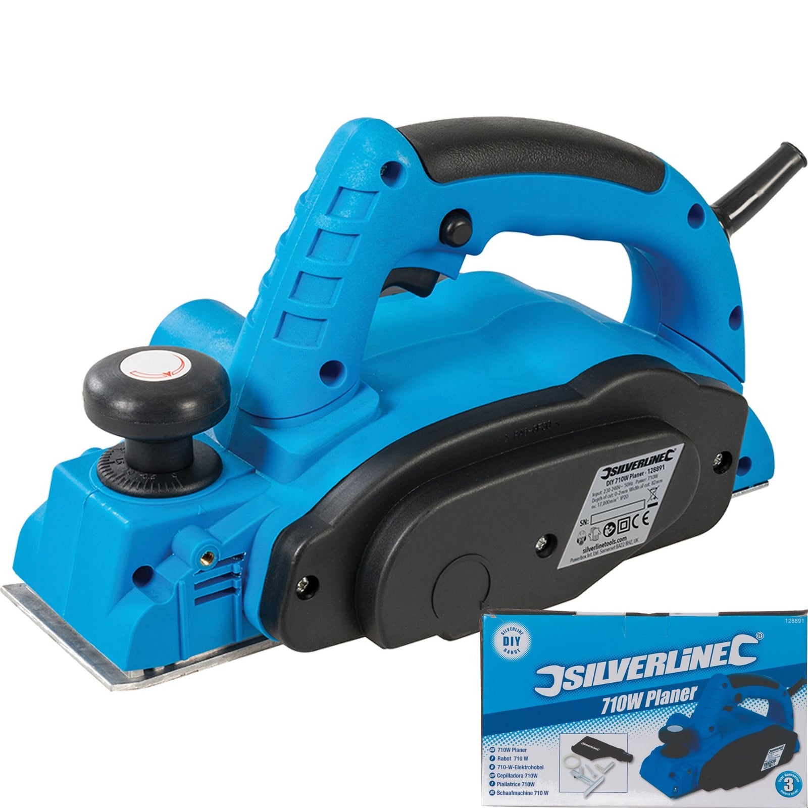 Silverline 710W Electric Corded Hand Power Wood Planer Plane 82mm Dust BagOpens 