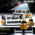 [DRL LIGHT BAR] Black Headlight+Bumper w/6500K LED Bulb