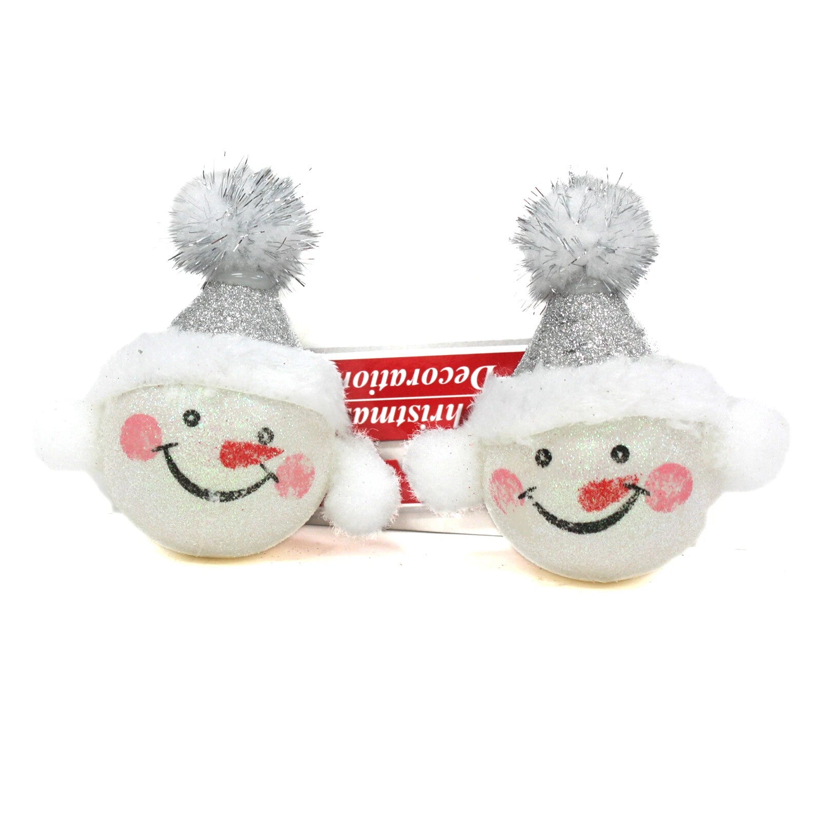4" Snowman Christmas Holiday Hangable Ornament Decoration Santa Hat