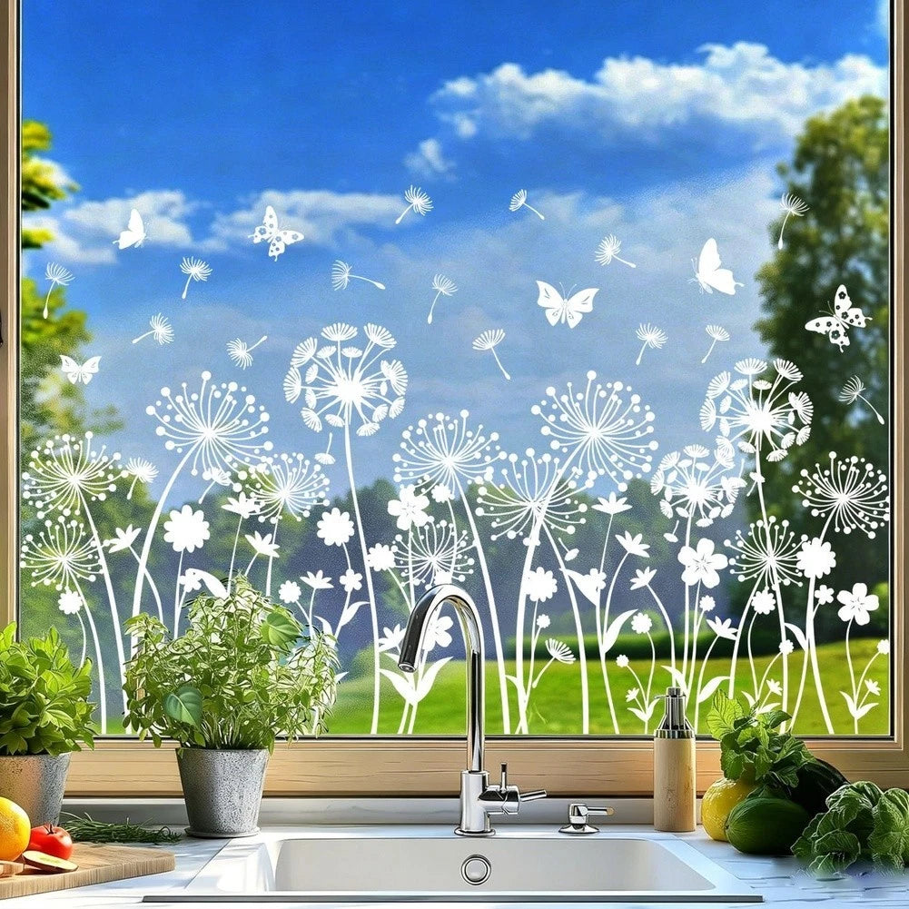 Dandelion Static Cling Decal White Silhouette For Windows Doors And
