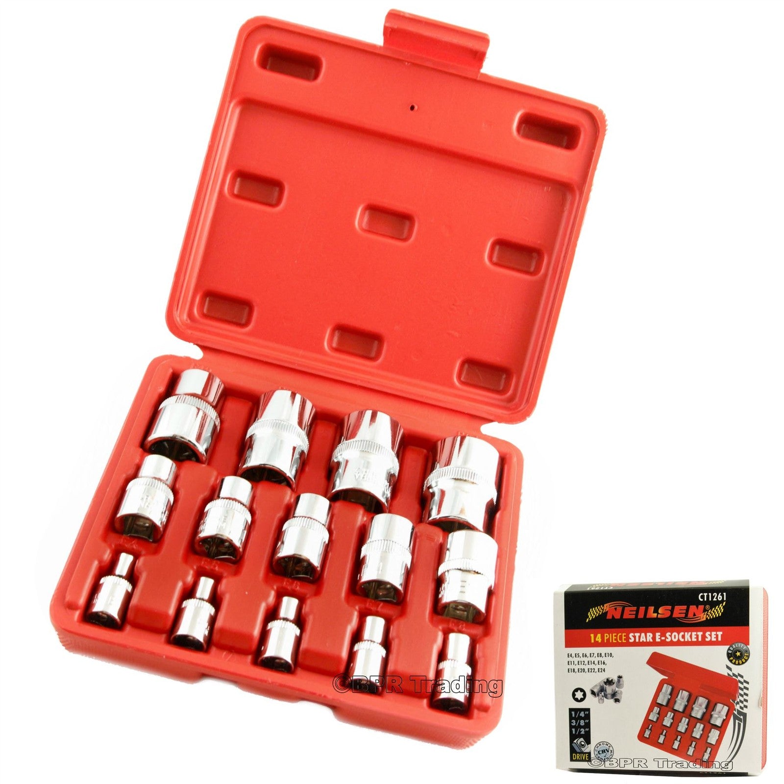 Neilsen E Torx Socket Set Star Female Sockets 1/4" 3/8" 1/2" Ct1261