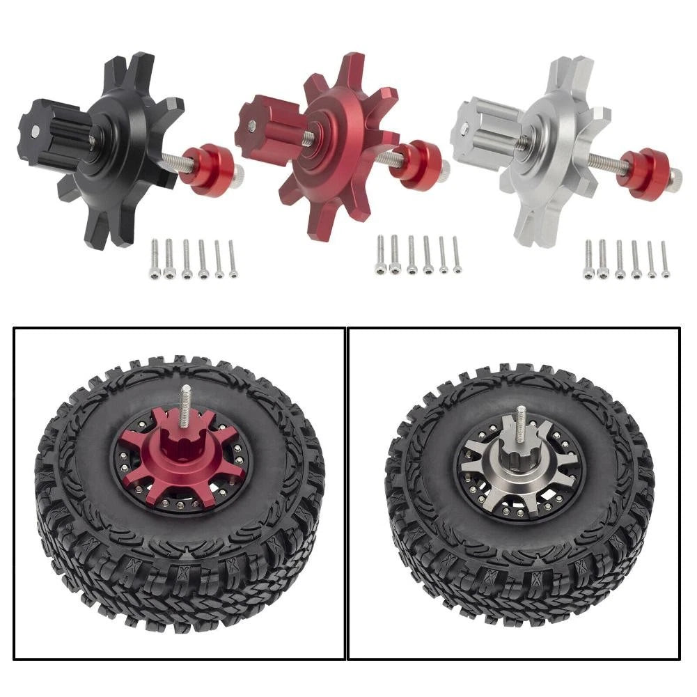 Black/silver/r<wbr/>ed Rc Car 1.9/2.2" Beadlock Tire Wheel Hub For