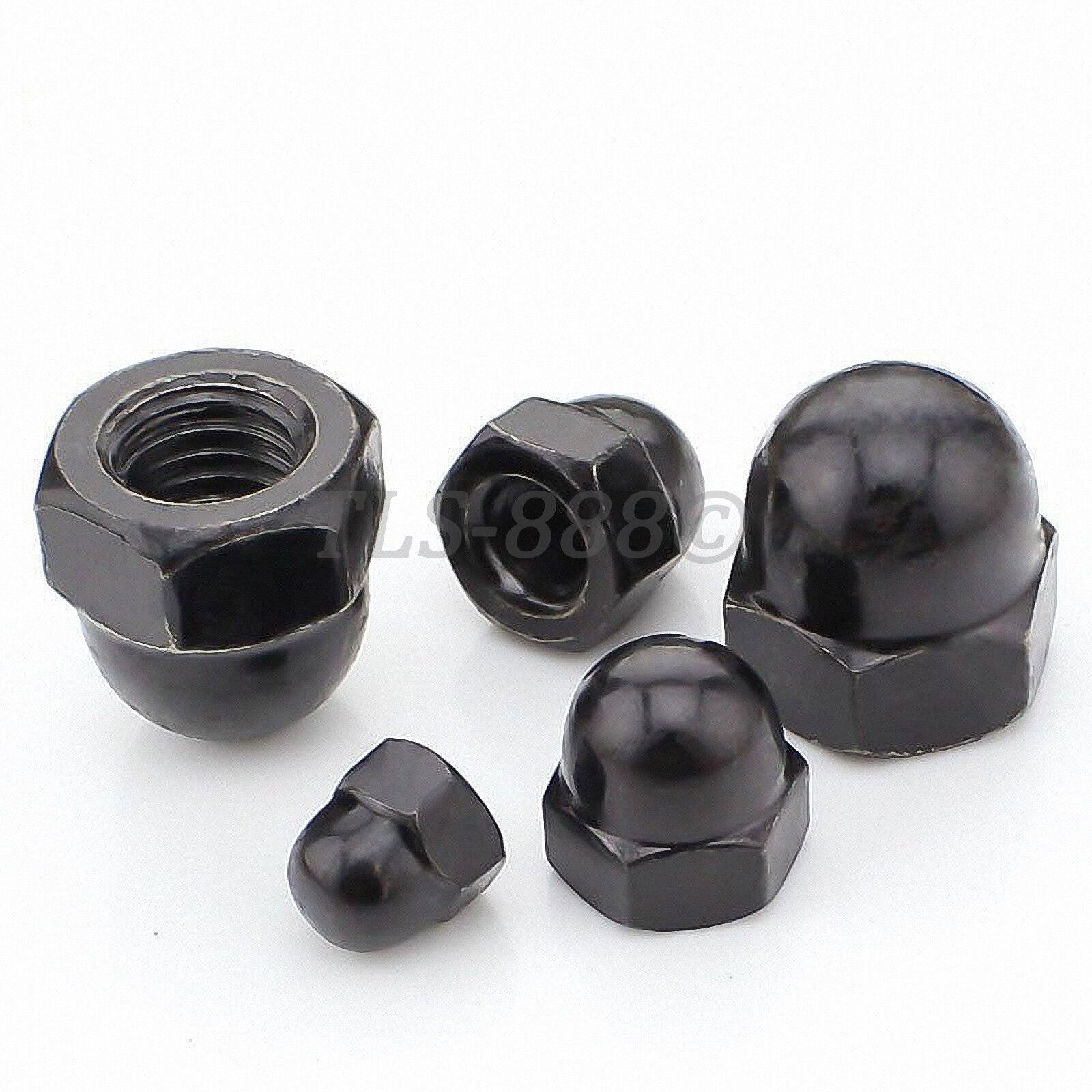 M3-M12 Acorn Cap Dome Nuts Black Zinc Steel