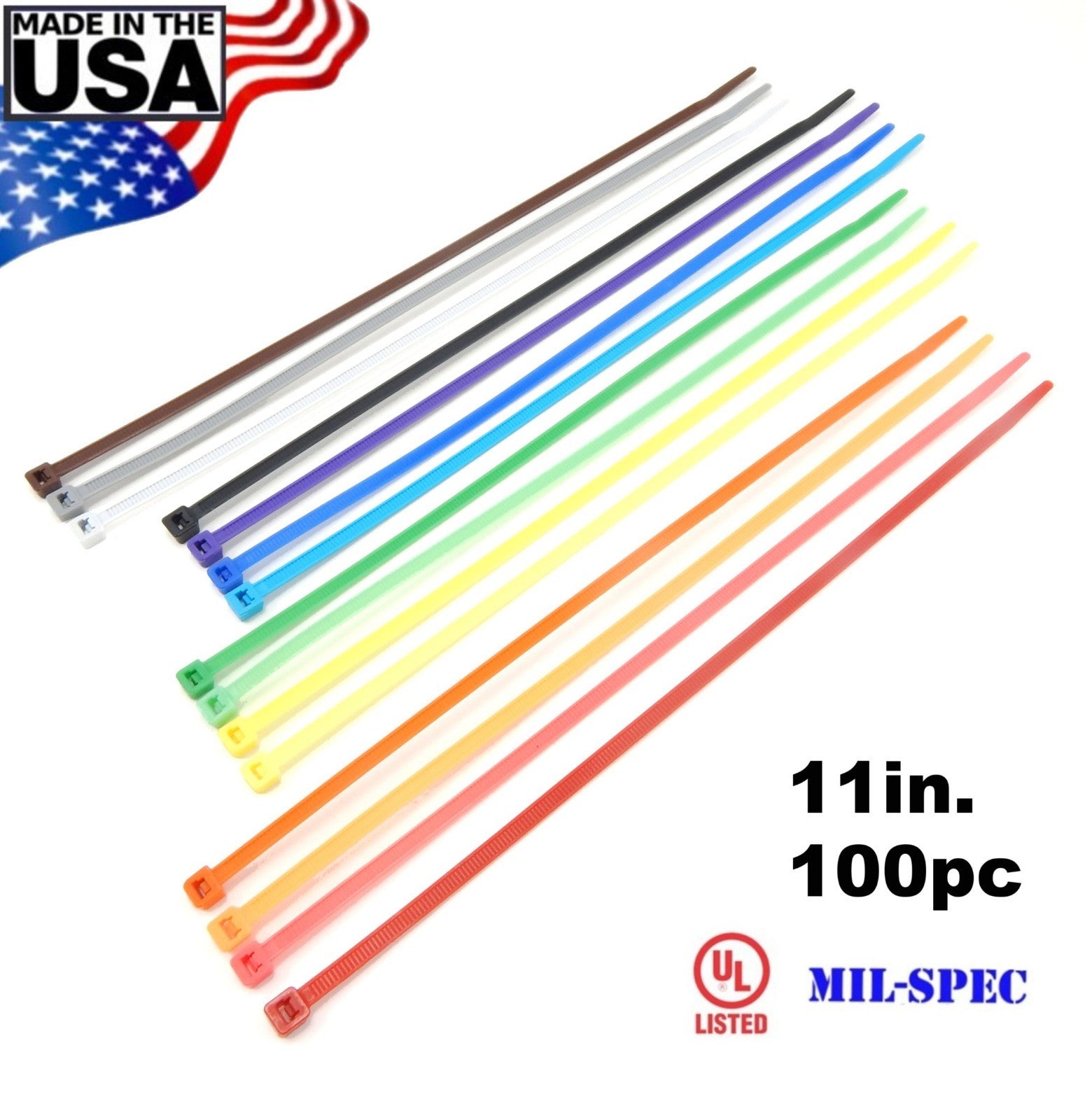 Color Zip Cable Ties 11" 100pc
