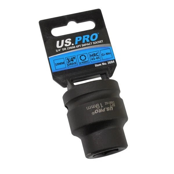 Us Pro 19mm 3/4" Square Drive 6 Point Impact Socket Shallow Heavy