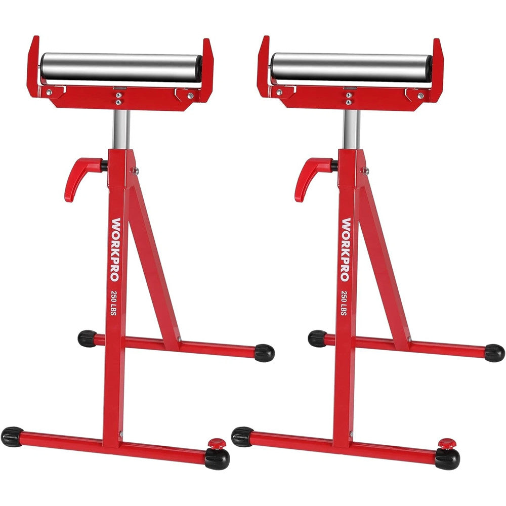 WORKPRO 1PC/2PC Heavy Duty Folding Roller Stands Height Adjustable