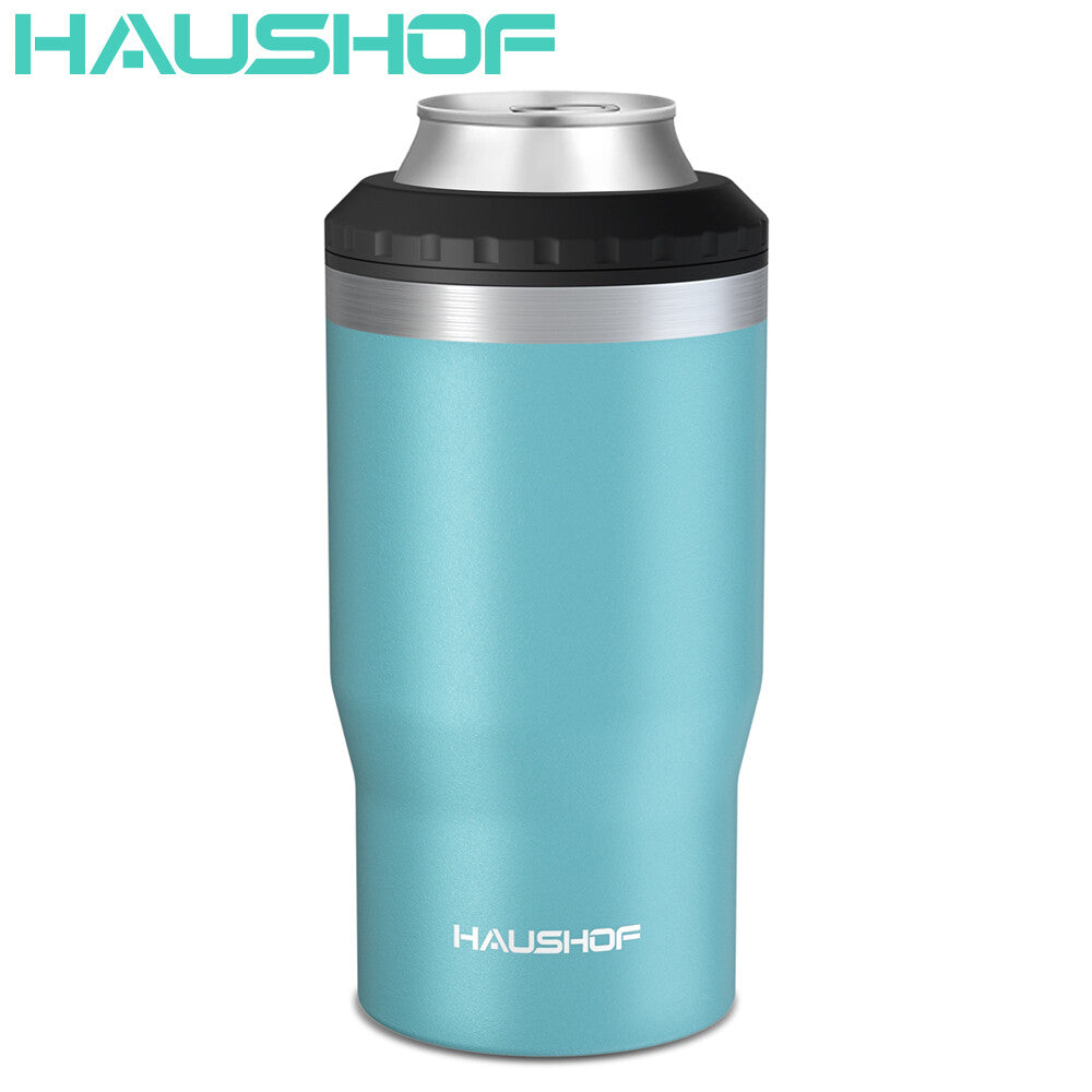 HAUSHOF 12 oz Can Cooler 4 in 1 Double Walled Can Insulator Stainless