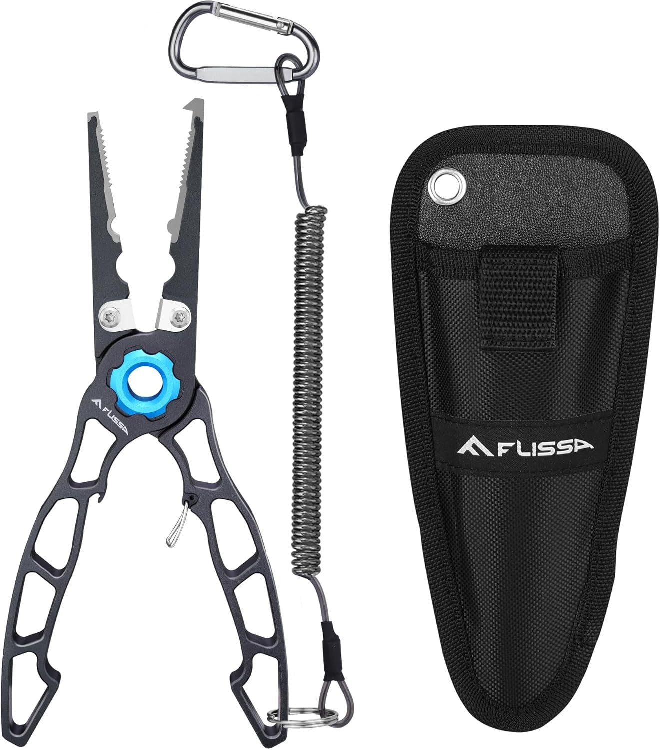 FLISSA 7.5" Fishing Pliers Titanium Jaw Tungsten Carbide Line Cutter