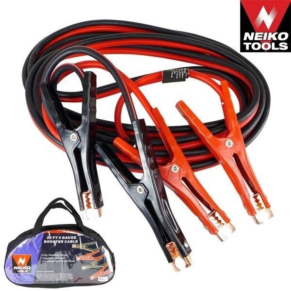 20 ft 4 Gauge Booster Cable Jumper Cables Emergency Automotive Tool