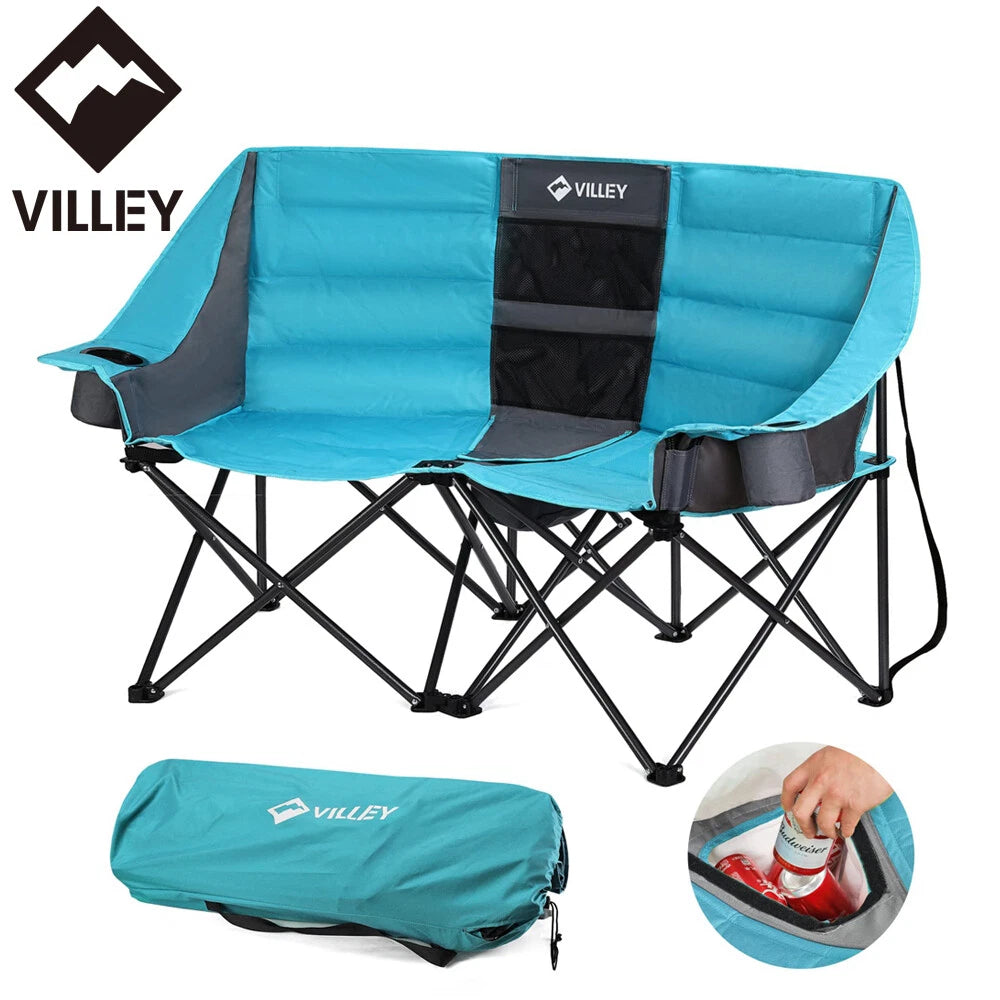 Villey Double Camping Chair Heavy Duty Padded Camping Couch Chair