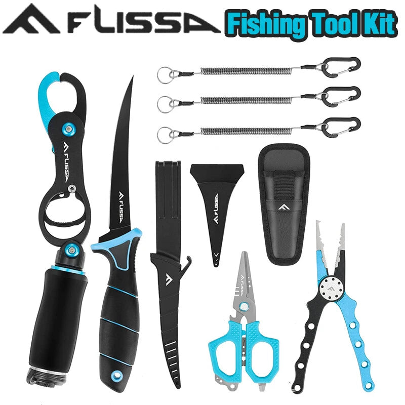 Flissa Fishing Tool Kit Line Scissor Hook Remover Gripper Fish Fillet