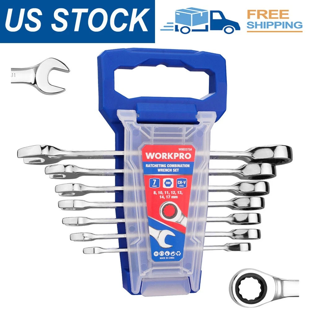 Workpro Ratcheting Combination Wrench Set Metric 8mm To 17mm With