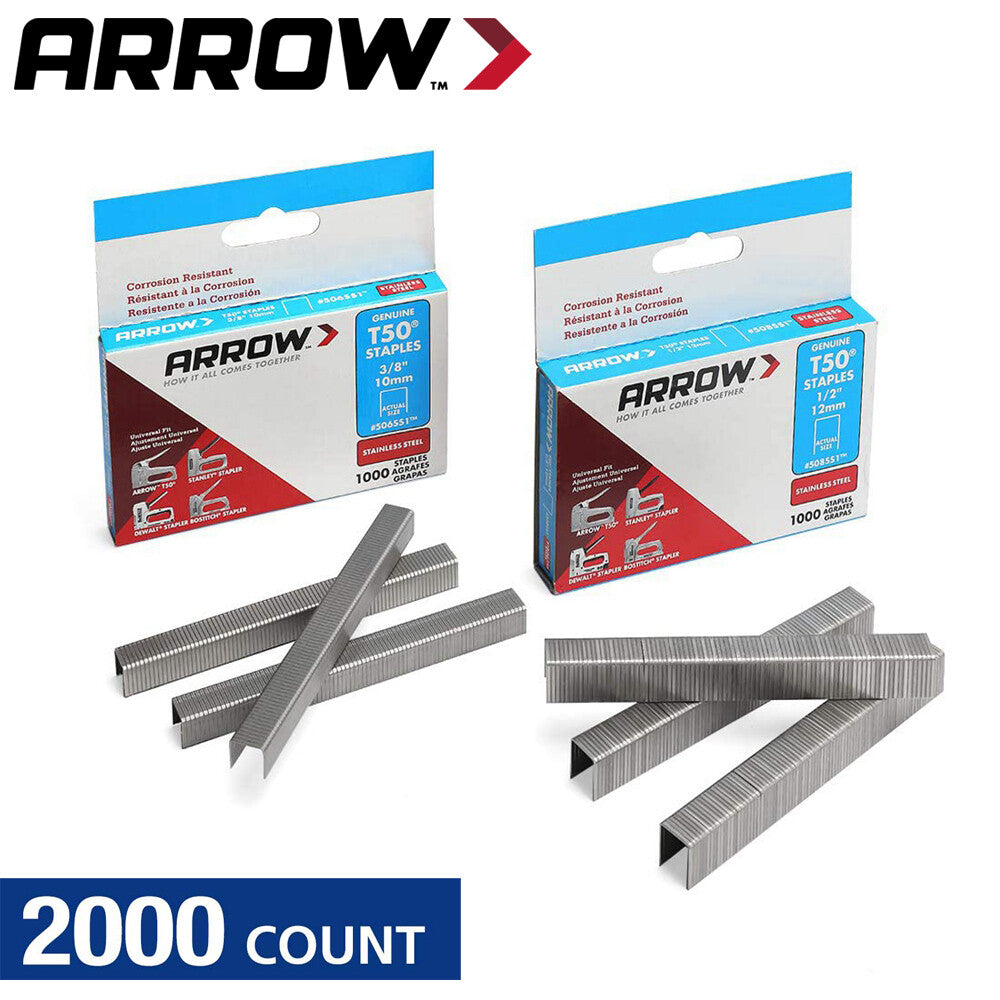 Arrow T50 Staples 2000 Count 12mm 10mm by Arrow