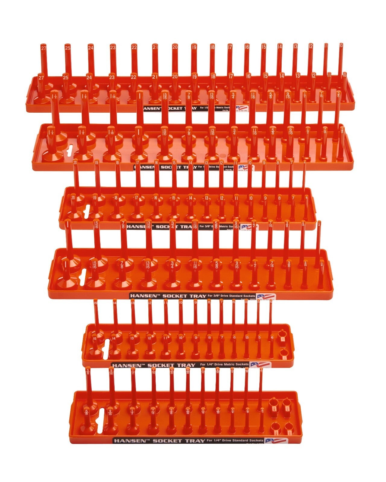 Hansen 6pc Socket Organizer Tray Metric & SAE