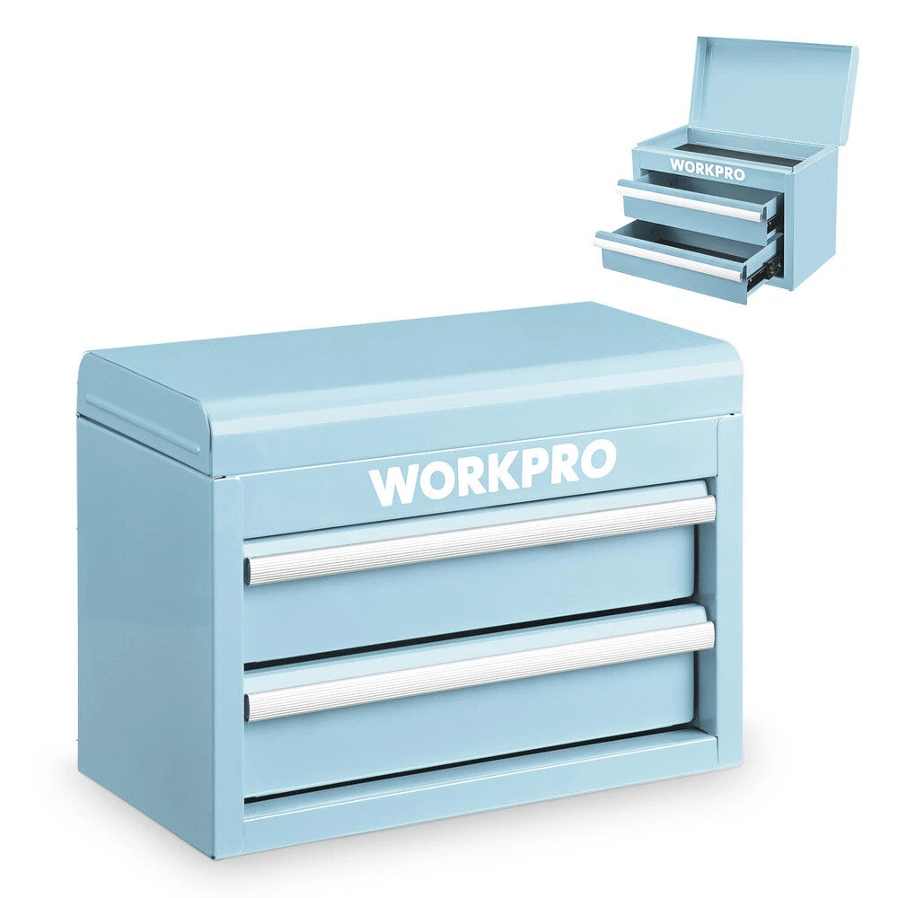 WORKPRO Metal Mini Tool Box Two Drawers Top Tool Chests with Ball Bearing Slides