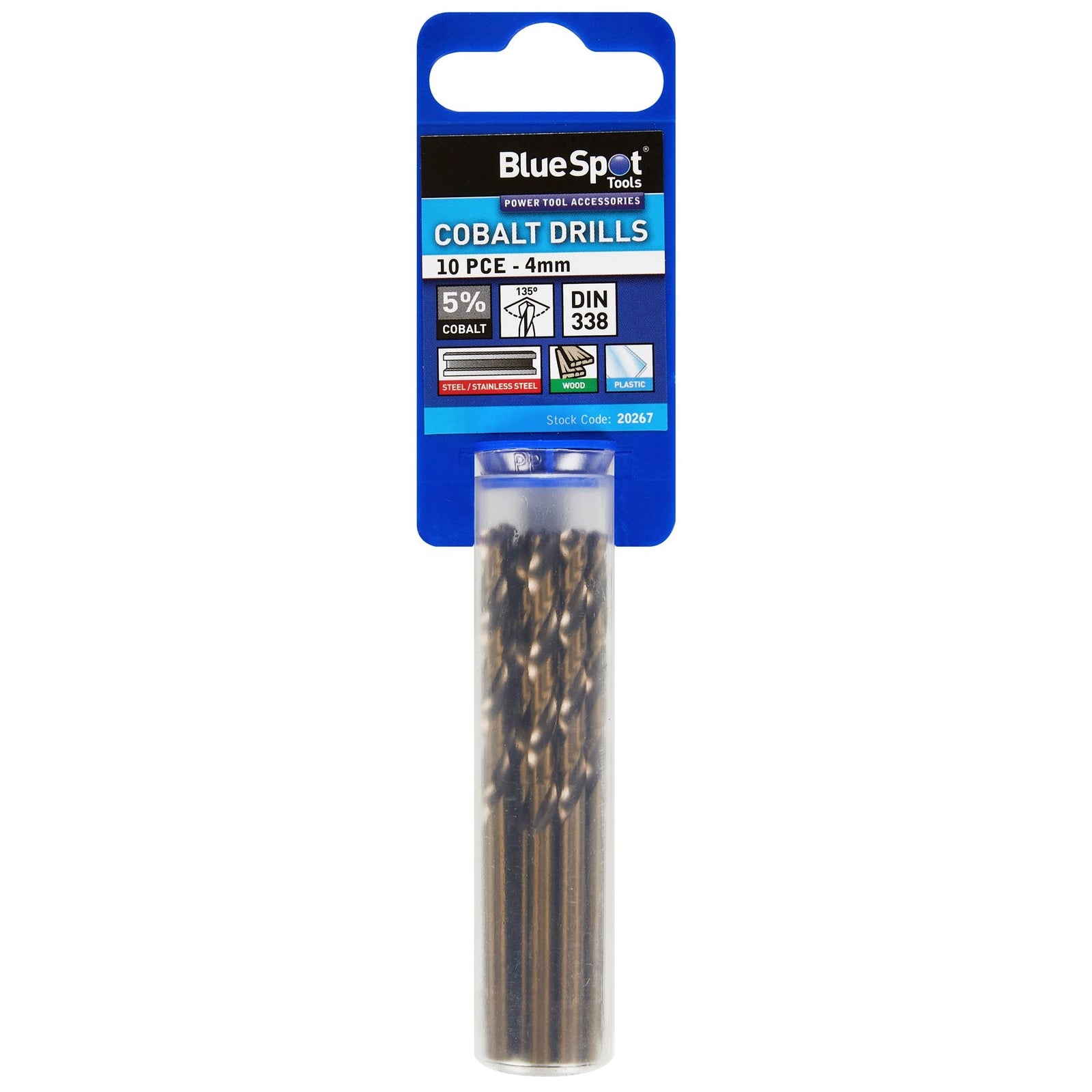 BlueSpot Metal HSS Cobalt Drill Bits Set 10pc by BlueSpot