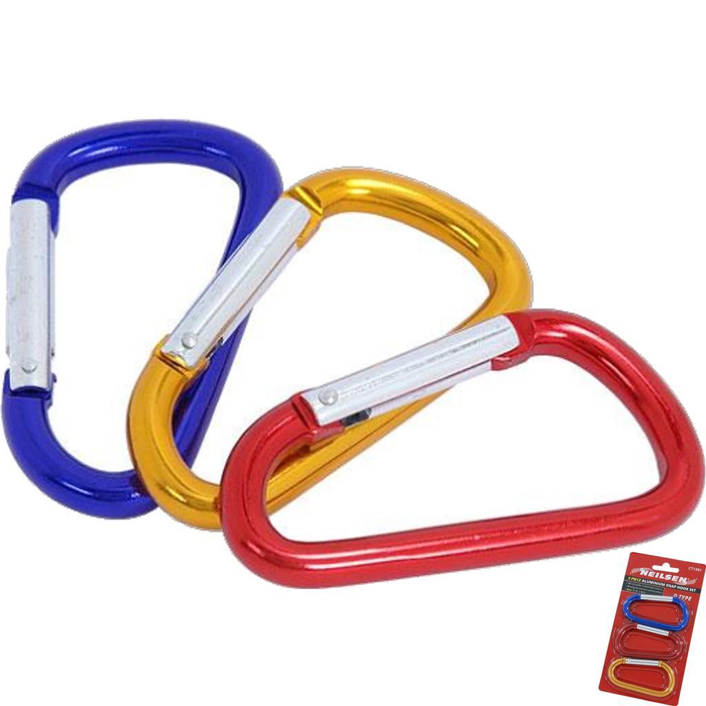 Neilsen 3pc Locking Carabiner Clip Set