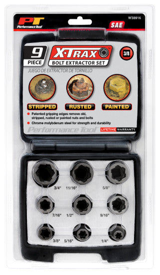 Performance Tool 9-Piece Bolt Extractor Set by Performance Tool