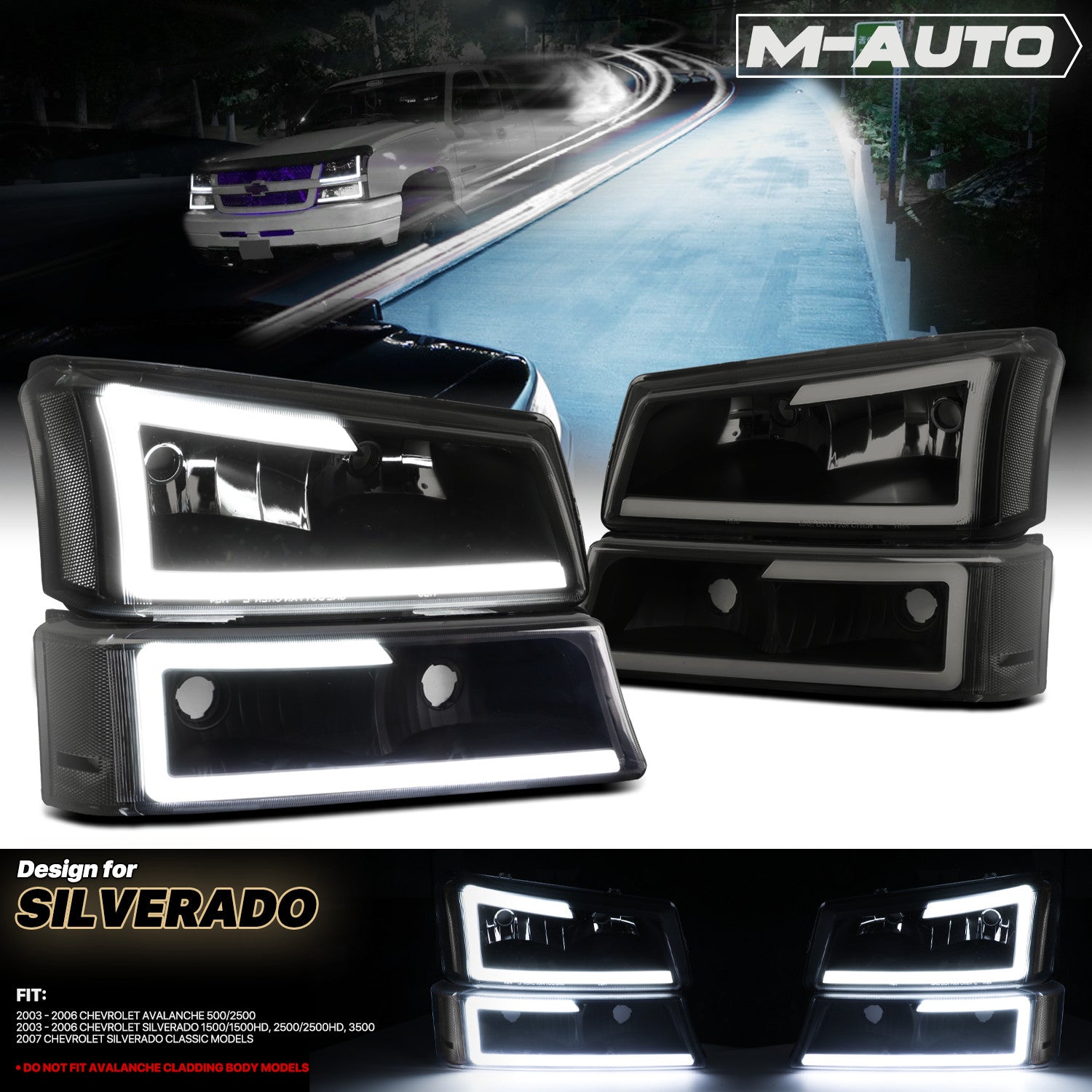 Smoke Headlight Bumper Lamp for Silverado
