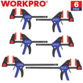 WORKPRO 6PC Bar Clamp One-Handed Clamp/Spreader 6" 12" Light-Duty Wood