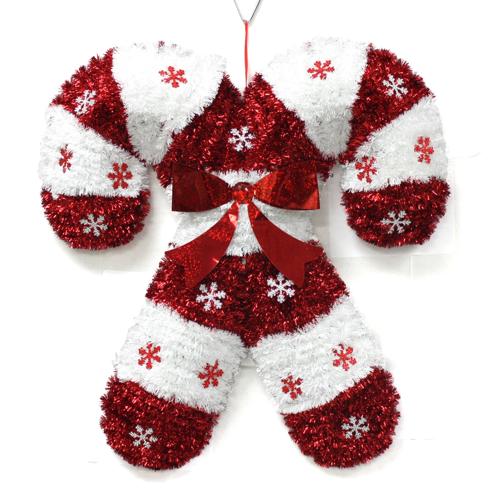 19" Christmas Holiday Hanging Tinsel Candy Cane Red & White
