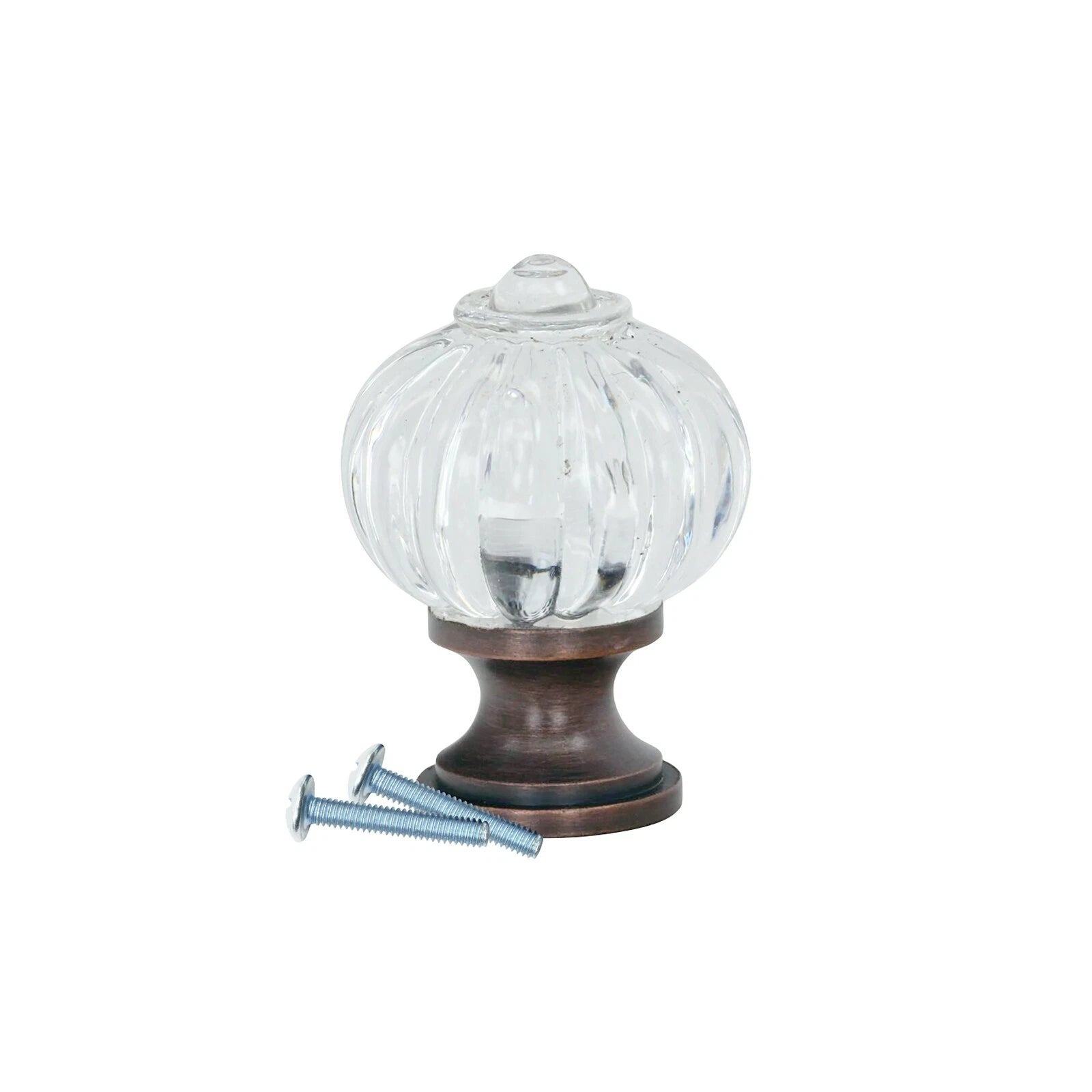 2 Pack Pumpkin Round Brushed Oil-rubbed Bronze Clear Knob 1-3/32"