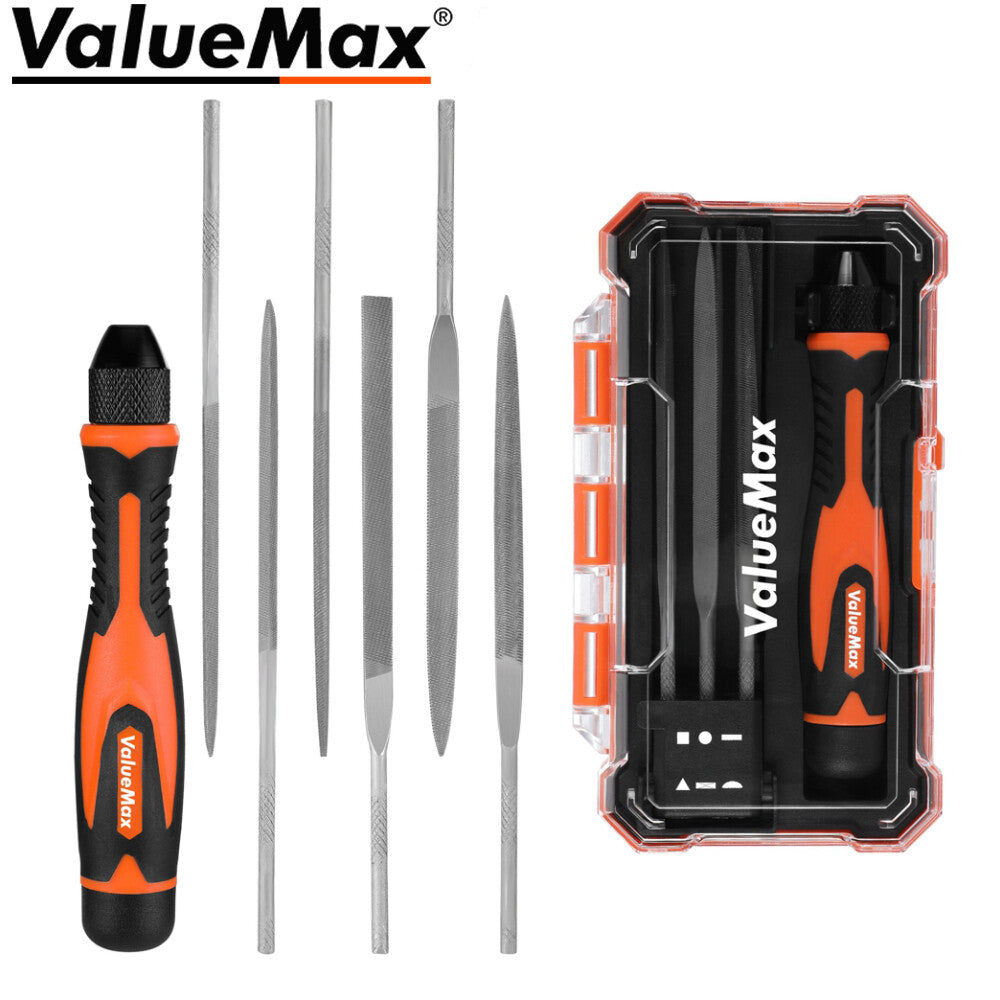 ValueMax 7PC Needle File Set Flat Warding Round HalfRound Square