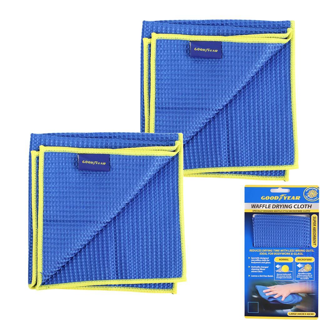 Goodyear Microfibre Waffle Car Cleaning Cloth 2pc
