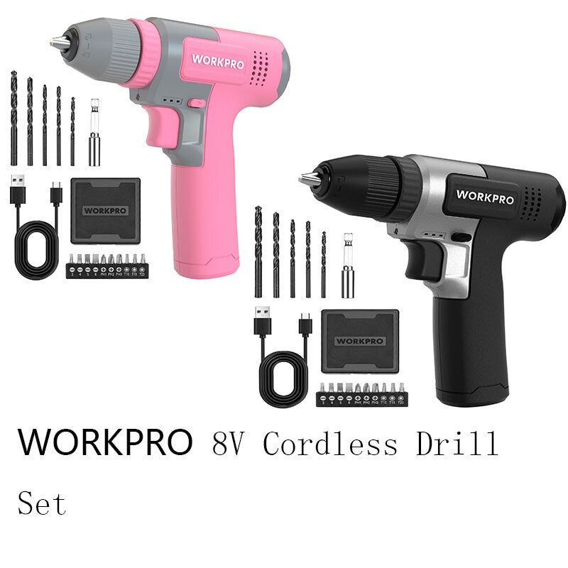 WORKPRO 8V Cordless Drill Set with 3/8" Keyless Chuck by WORKPRO