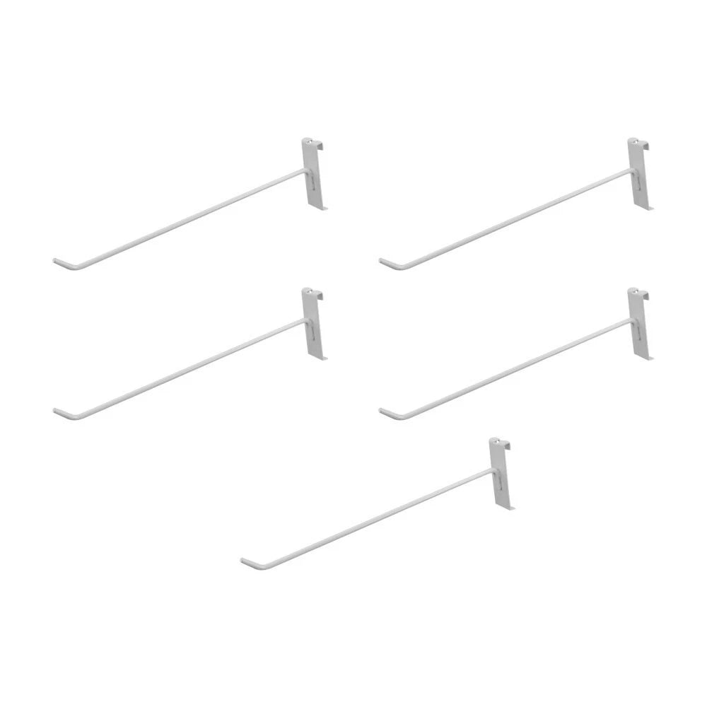 Set Of 12 Inch Length Gloss White Metal Wire Gridwall Hook Grid Panel