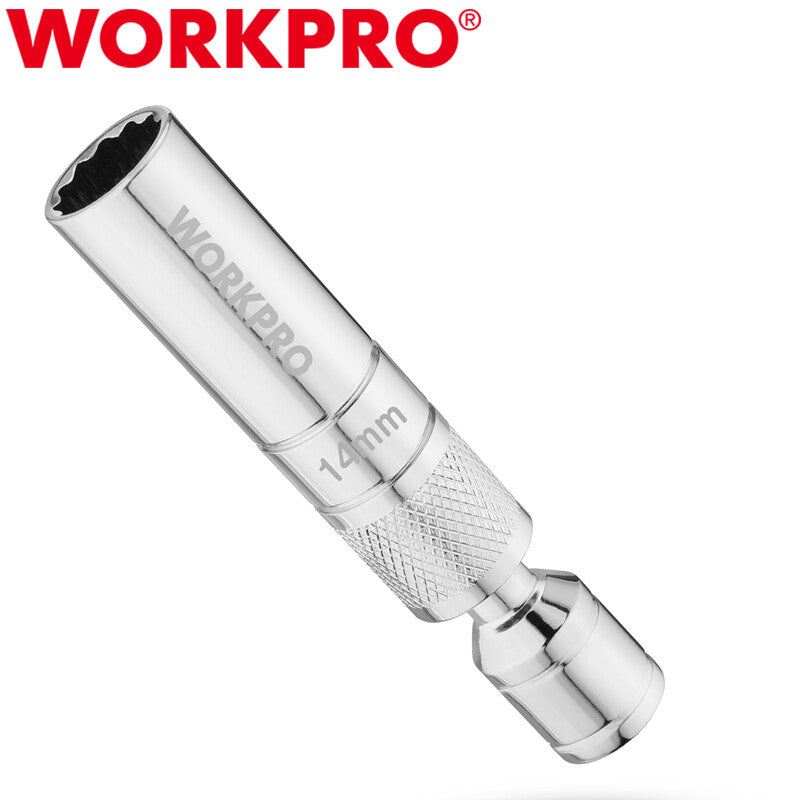 WORKPRO 14mm Magnetic Swivel Spark Plug Socket 3/8" Drive by WORKPRO