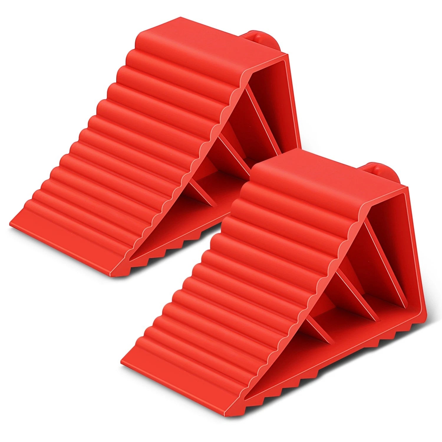 7"l X 3.4"w X 3.95"h 8000lbs Capacity Red Stackable Wheel Chock With