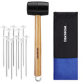 Workpro Tent Stakes And Hammer Set, 16oz Rubber Mallet Hammer, Wooden