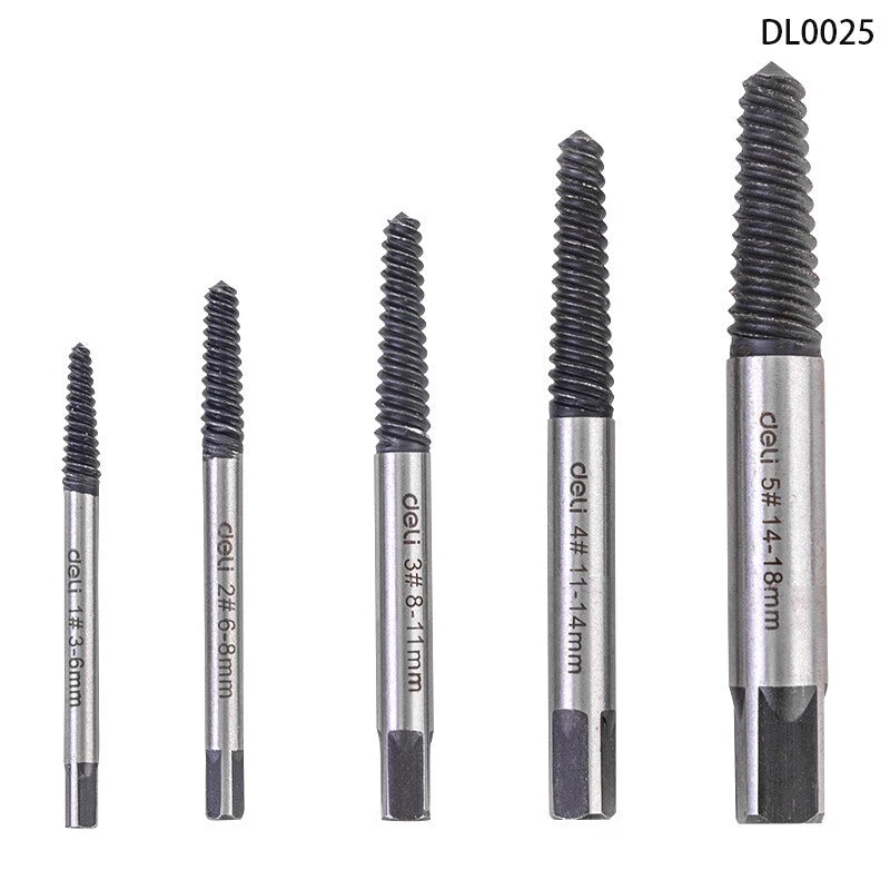 Deli Five-Piece Screw Drill Bit Extractor Bolt Extractor Bolt Stud Remover Tool